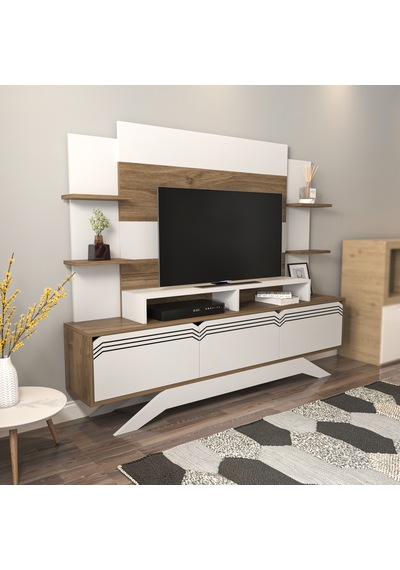 Decorotika Delpi Tv Ünitesi Beyaz Ceviz Beyaz - Ceviz