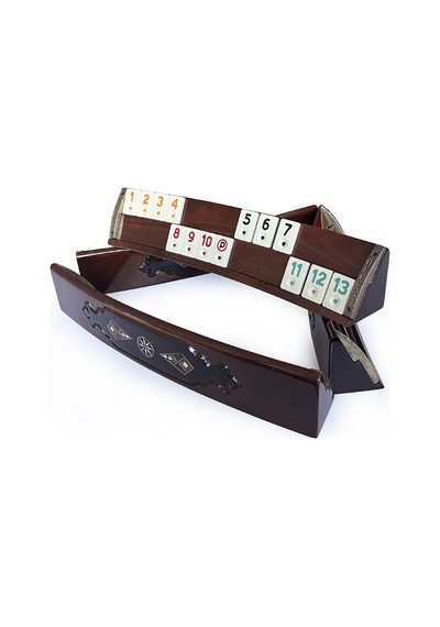 Helena Wood Art Mozaik İşlemeli Masif Ahşap Okey Seti Oval Takımı