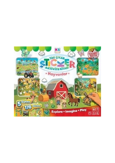 Sticker Book Animals Hayvanlar Aktivite Kitabı 5 Sahne 178 Sticker Çocuklar İçin Çıkartma Kitabı