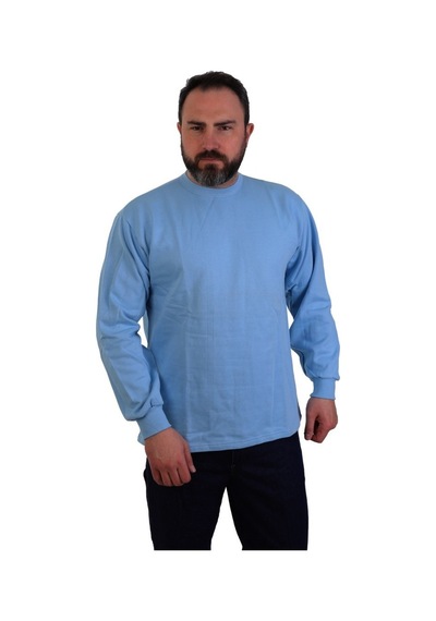 Eser - Bisiklet Yaka Sweatshirt - Cepsiz - Açık Mavi