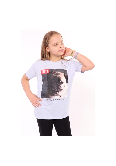 Toontoy Kids Toontoy Unisex Çocuk Önü Baskılı Tişört Su Yeşili