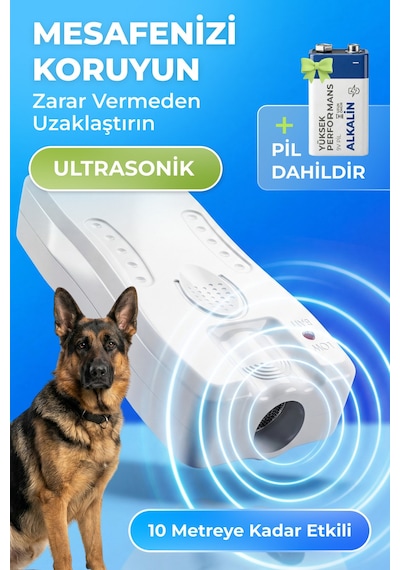 Ultrasonik Kedi Köpek Kovucu Cihaz - 10 Mt Etkili Taşınabilir El Tipi Pil Dahil Hayvan Uzaklaştırıcı