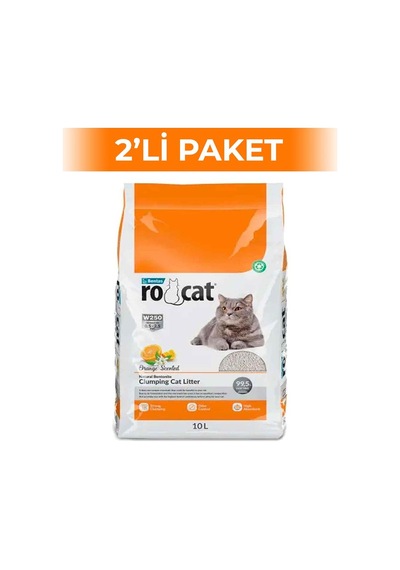 Rocat Portakal Kokulu Bentonit Kedi Kumu 10 Lt 2 Adet