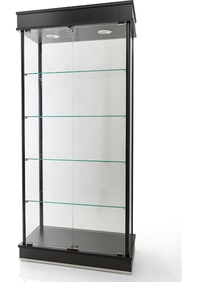 40x80xH175, Camlı Vitrin, Koleksiyon-Teşhir Vitrini, Acmv80Syh Siyah