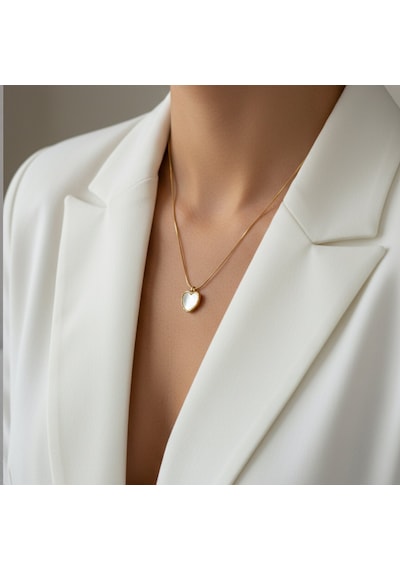 Lente Aksesuar Çelik Sedefli Minimal Kalp Kolye Gold