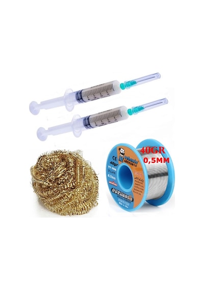 Mechanic/ Lehim Sn63/pb37 40g 0,5mm Havya Ucu Temizleme Teli Lehim Toplama Set02