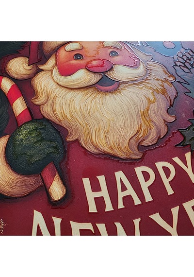 Noel Baba Kapı Ve Duvar Süsü Happy New Year 30x30