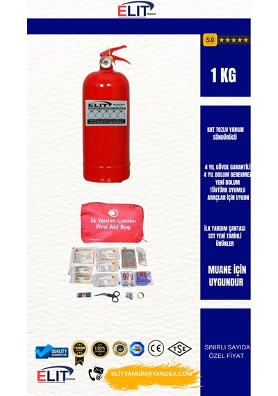 1 Kg Araç İçin Yangın Söndürücü + İlk Yardım Çantası