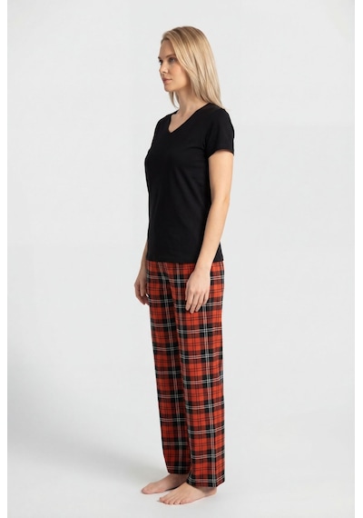 Türen Kadın Ekoseli Pijama Takımı T3618/turuncu 2 Çok renkli
