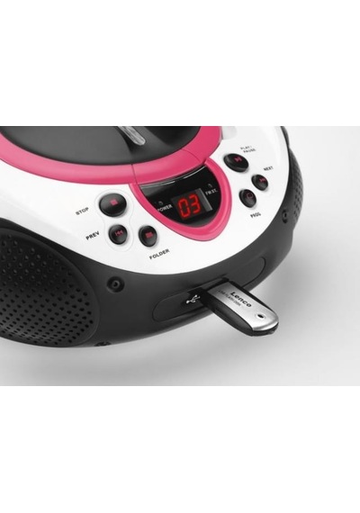 Lenco SCD-38 Pembe Taşınabilir Müzik Seti Radyo CD Çalar MP3 USB