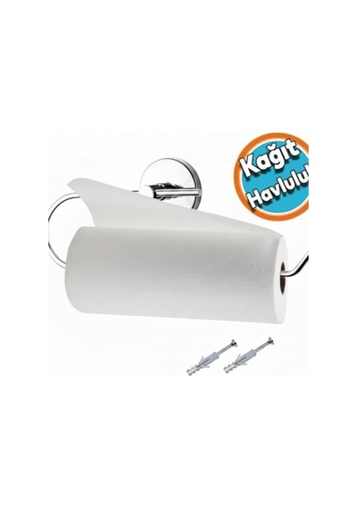 Krom Kağıt Havluluk Duvara Monte Vidalı Metal Kağıt Havlu Askısı 26 Cm, Parlak Krom Mutfak Aksesuarı Diğer