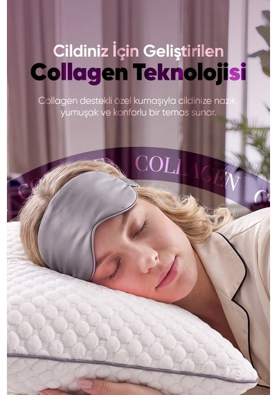 Collagen Boyun Destekli Ortopedik Visko Yastık - Güzellik Yastığı Beyaz Dokulu