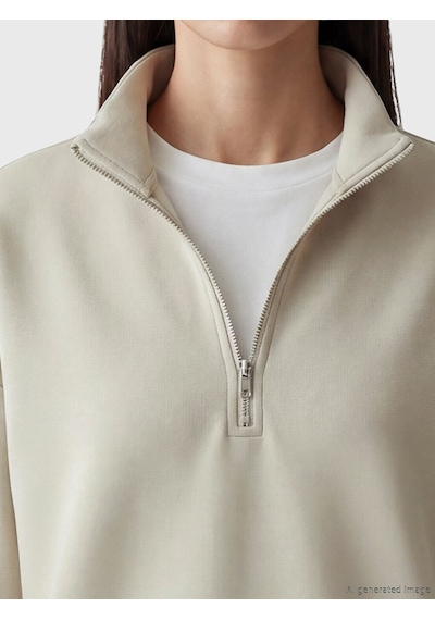 Lcw Everyday Gri Dik Yaka Kadın Sweatshirt