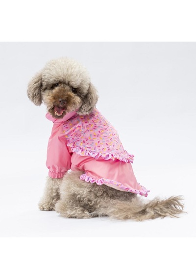 Pembe Victoria Köpek Mont Köpek Yağmurluk Köpek Kıyafeti Köpek Elbisesi