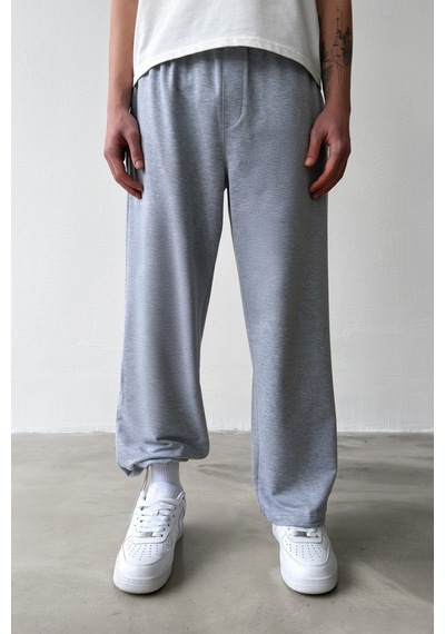Flaw Atelıer Basic Paça Stoper Gri Melanj Eşofman Altı-29570
