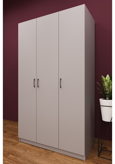 Asra Trend 3 Kapaklı Gardırop G-01 %100 MDF Geniş Hacimli Elbise Dolabı Kül Gri