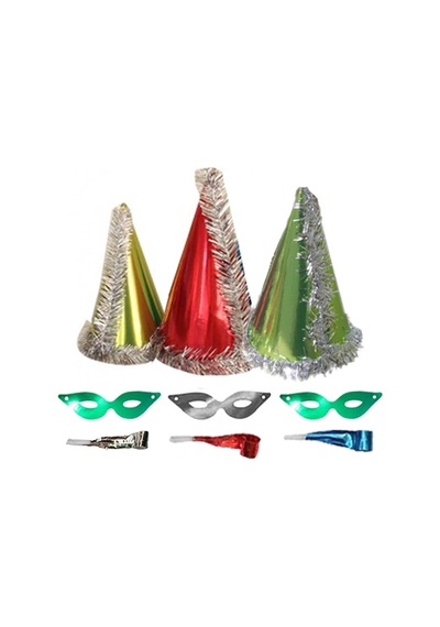 3 Paket Karışık Renk Metalik Kotyon Set - Yılbaşı Süsü