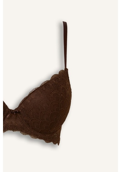 Defacto Dantelli Micro Kaplı Full Push Up Balenli Basic Tişört Bra H8027ax26aubn341 Kahve-bn341