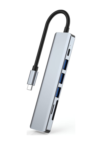 Apple Uyumlu MacBook Pro Air 7in1 Type-c 7 Port Çevirici Hub Hdmi Sd Kart Usb 3.0 Pd Type-c Dönüştürücü