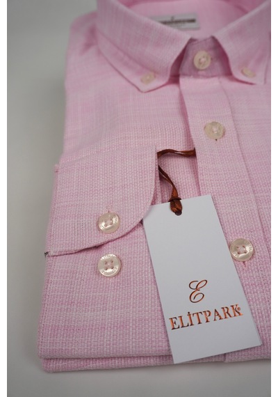 Elitpark %100 Pamuk Cepsiz Regular Fit Pembe Erkek Gömlek
