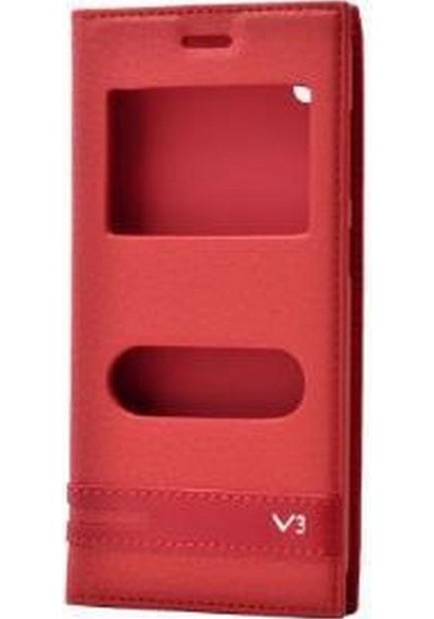 Zore Venüs V3 5570 İle Uyumlu Elite Serisi Pencereli Kapaklı Kılıf Kırmızı