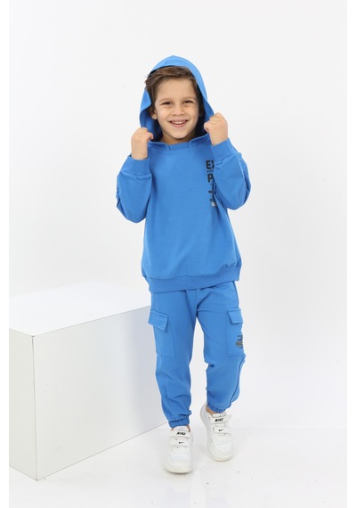 Toontoy Kids Toontoy Erkek Çocuk Explorer Baskılı Eşofman Takım Saks Mavisi