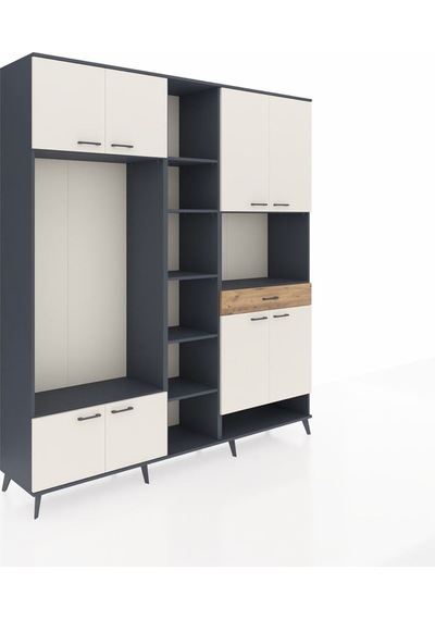 Hyperion Dolap 12 Raflı Tek Çekmeceli 8 Kapaklı 220x44x243 Antrasit-aytaşı/çam Çok Renkli Hyperion Dolap 12 Raflı Tek Çekmeceli 8 Kapaklı 220x44x243 Antrasit-aytaşı/çam Çok Renkli