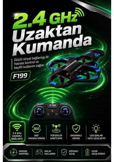 Yönsüz Mod Destekli Uzaktan Kumandalı Uçak Drone 2.4g Frekanslı Eğlenceli Oyuncak
