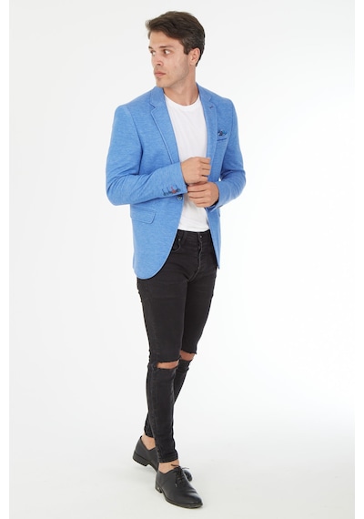 Sposo 5126 Dar Kalıp Yarım Astarlı İndigo Erkek Blazer Ceket İndigo