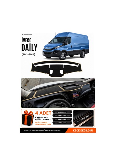 Iveco Daıly 2015-2021 Uyumlu Torpido Koruma, Torpido Örtüsü, Torpido Kılıfı - Siyah Bej