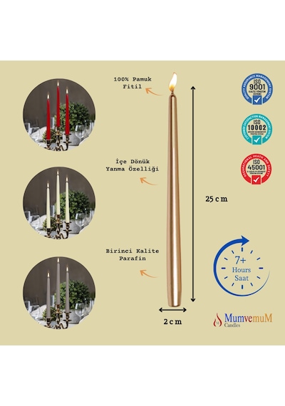2 Adet Şamdan Mum Bakır Rengi Bakır