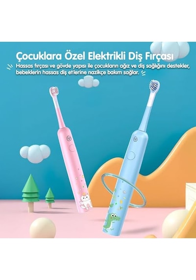 Ayrex Npo Nicefeel X500 Çocuklar İçin Dakikada 39600 Titreşim,şarjlı Sonic Profesyonel Diş Fırçası Mavi Diğer