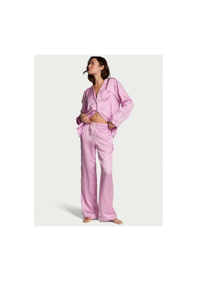 Victoria's Secret Glazed Saten Kalpli Uzun Pijama Takımı Lila