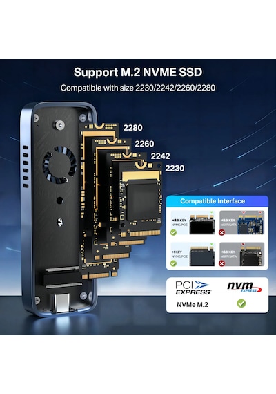 Acasis EC6608 Air NVMe Kutusu,8TB 10Gbps Fanlı