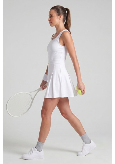 TOMMYLIFE Beyaz İçi Taytlı Kadın Tenis Elbise - 97320