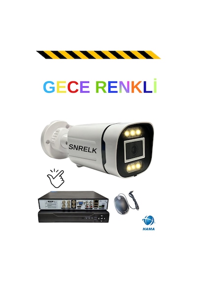 Snrelk Sencrom 4'lü 6x Warm Led 1080p Gece Renkli Su Geçirmez Güvenlik Kamera Set