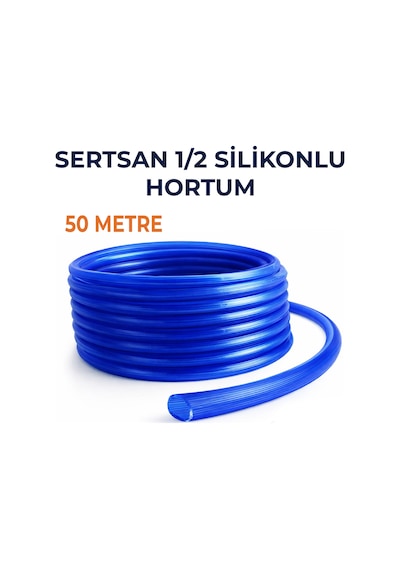 Silikonlu Bahçe Hortumu 1/2 İnç 50 Metre Mavi Dayanıklı Sulama Hortumu