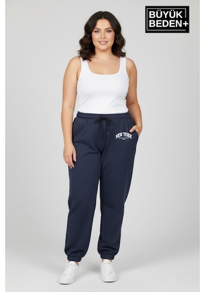 Süperlife Kadın Büyük Beden New York Paça Lastikli Rahat Kesim Jogger İnce Eşofman Altı Spr26beak951-5 İndigo Süperlife Kadın Büyük Beden New York Paça Lastikli Rahat Kesim Jogger İnce Eşofman Altı Spr26beak951-5 İndigo