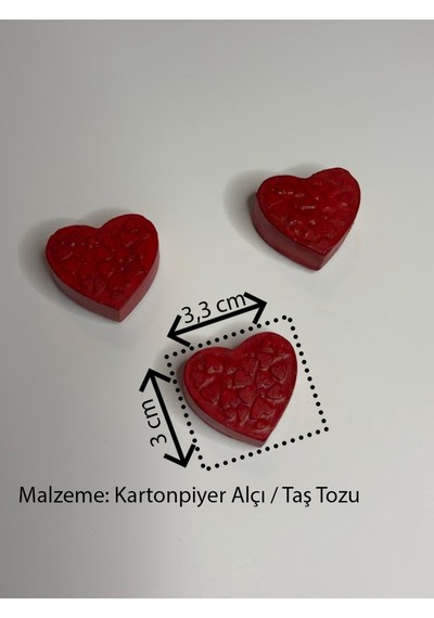 El Yapımı Kırmızı Kalp Magnet Seti 10 Adet Dekoratif Buzdolabı Süsü