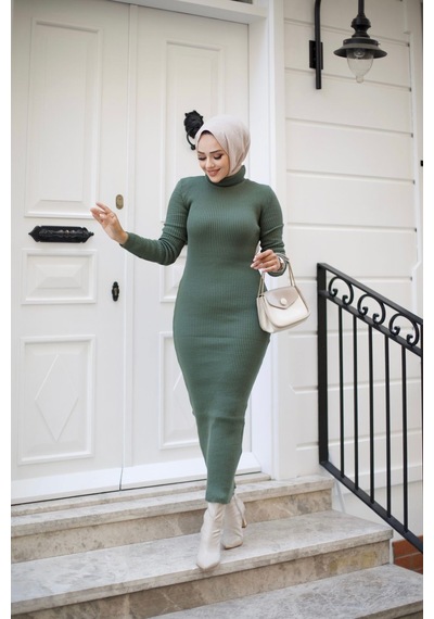 Hira Life Fashion Kadın Elbise Tesettür Giyim Balıkçı Yaka Ve Dar Kesim Triko Kalem Elbise Haki Haki Hira Life Fashion Kadın Elbise Tesettür Giyim Balıkçı Yaka Ve Dar Kesim Triko Kalem Elbise Haki Haki