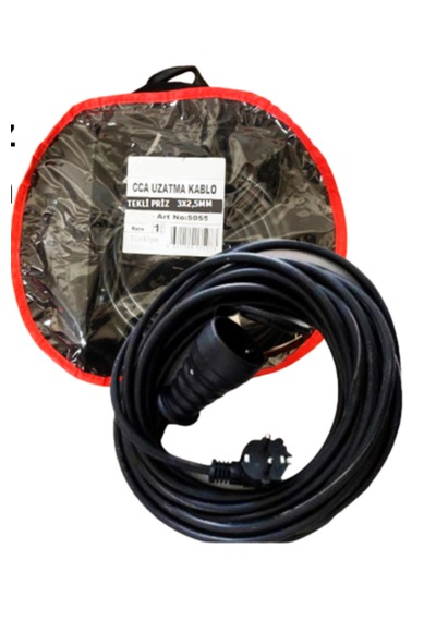 Çantalı - 10 Metre Elektrik Tekli Priz - 3x2,5mm Uzatma Kablosu Kamp Karavana Ara Elektrik Kablo 10mttekli