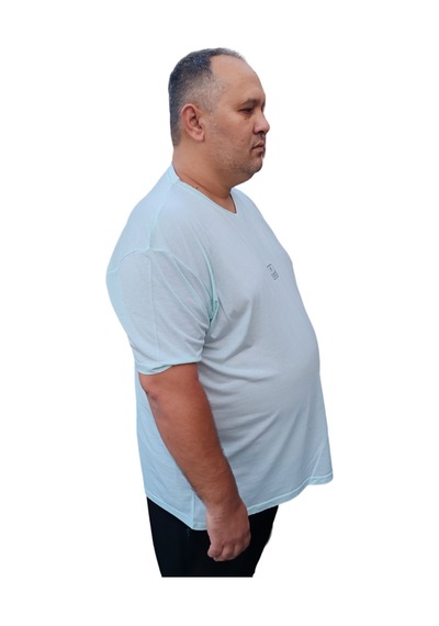 Big Nona Erkek Büyük Beden Unisex T-shirt V Yaka Mint Yeşil Mint Yeşili
