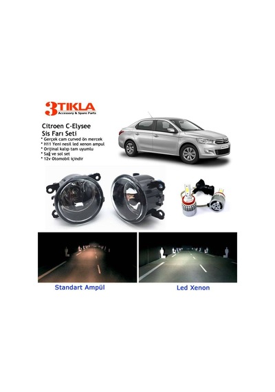 Citroen C-Elysee Beyaz Led Xenon Sis Farı Seti