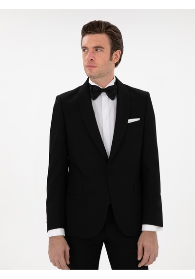 Cacharel Siyah Slim Fit Şal Yaka Smokin Damatlık Cacharel Siyah Slim Fit Şal Yaka Smokin Damatlık