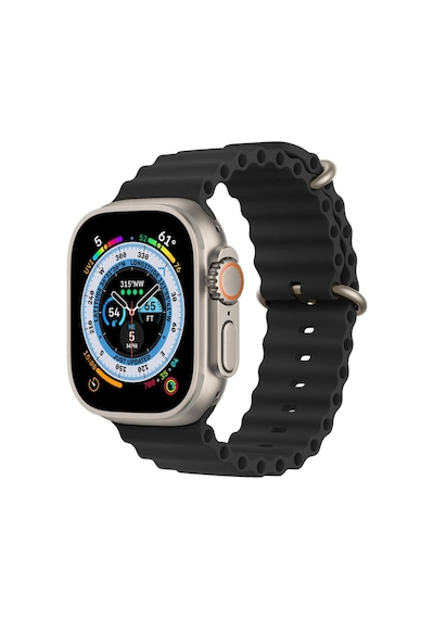 Apple Uyumlu  Watch 1 2 3 4 5 6 7 8 Se Ultra 38/40/41mm Ocean Loop Tokalı Kayış Kordon - Siyah