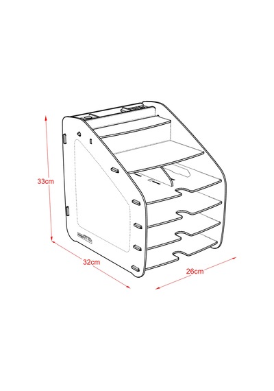 Design Otto Large Modest 6 Renk A4 Evrak Rafı Masaüstü Organizer Siyah