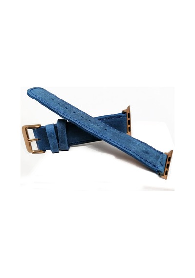 Akıllı Saat Uyumlu Deri Saat Kordonu 34mm /42mm Mavi Aparatlı