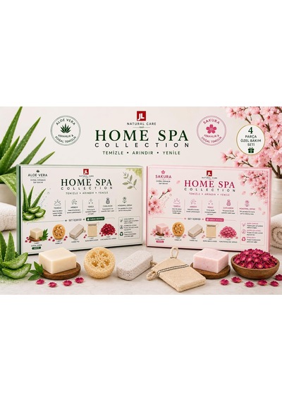 Natural Care Sakura Çiçeği Sabun Hediyeli 4 Parçalı Doğal Cilt Bakım Seti, Kabak Lifi, Pomza Taşı, Bursa Kesesi, Kurutulmuş Gül Yaprağı Sakura Çiçeği