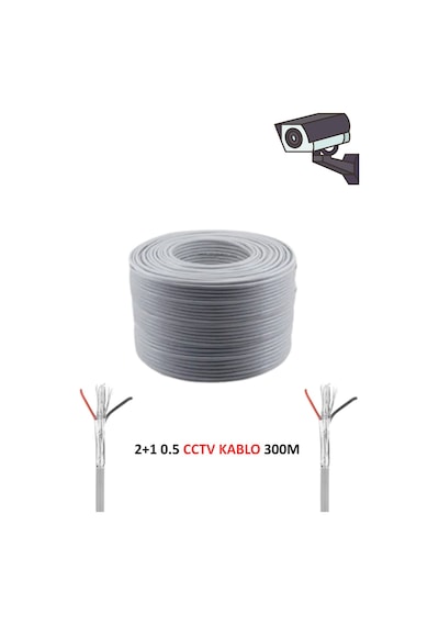 Fury 2+1 0.50mm Cctv Kablo Güvenlik Kamera Kablo 300m Metre