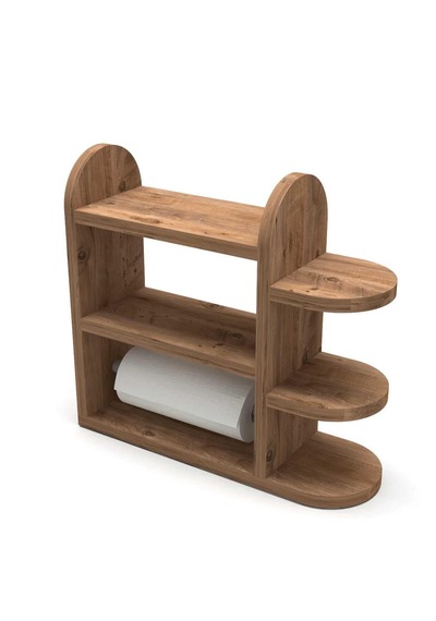 Reyo Home Modern Peçetelikli Baharatlık Mutfak Rafı Atlantik Çam Diğer